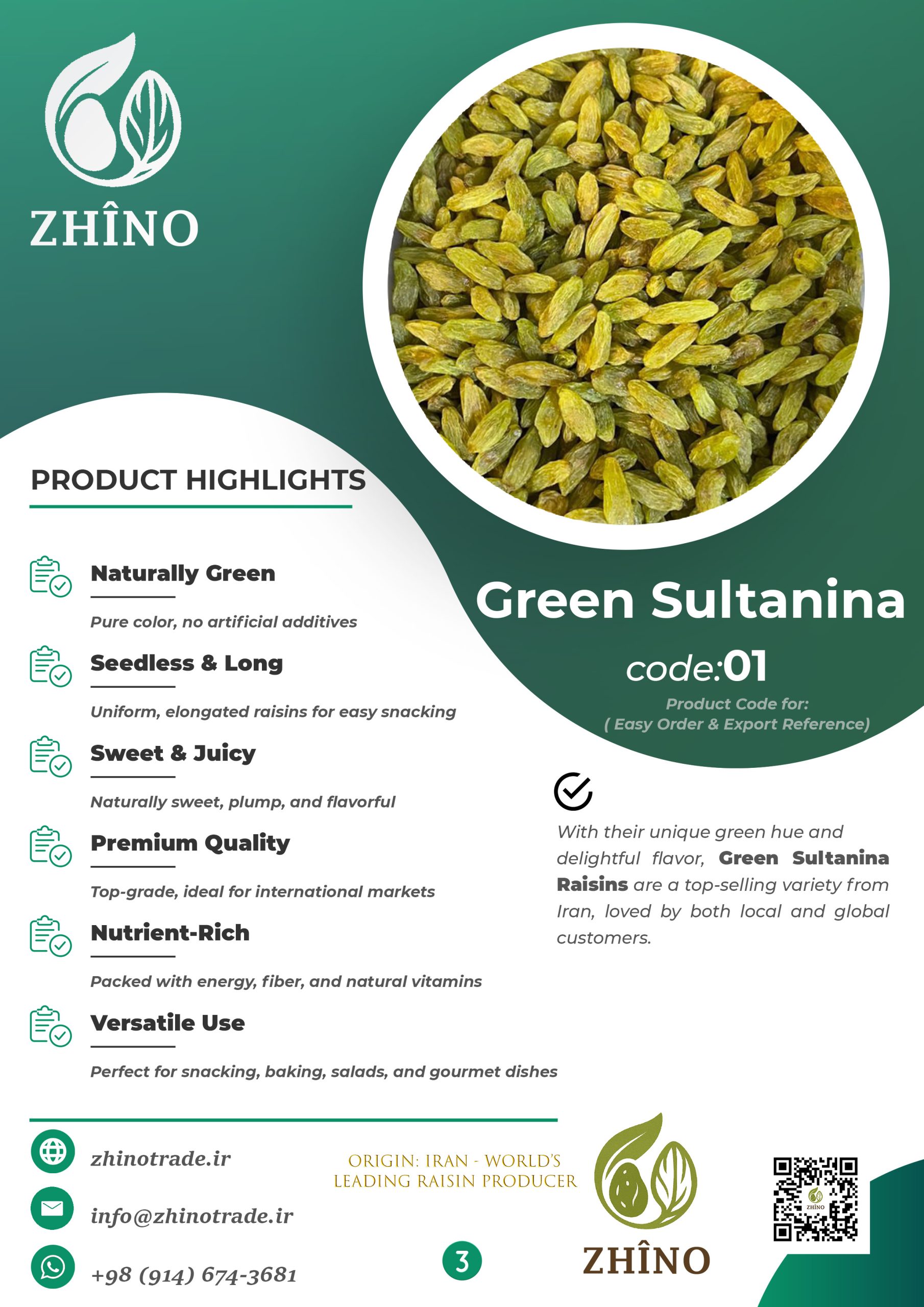 Green Kashmari Raisins – Premium Persian Long Raisins for Export